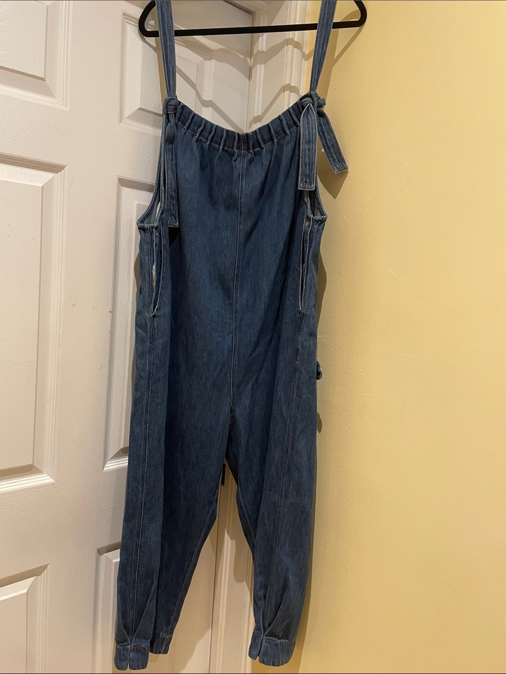 100% Cotton Barel Leg Relaxed Denim Overalls Jumpsuit Asian Minimalist Lagenlook
